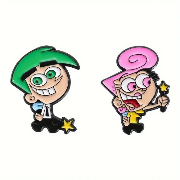 Fairly Odd Parents Enamel Pin Wanda Cosmo Fairy Nickelodeon Cartoon Goth Emo Y2K - Picture 2 of 3